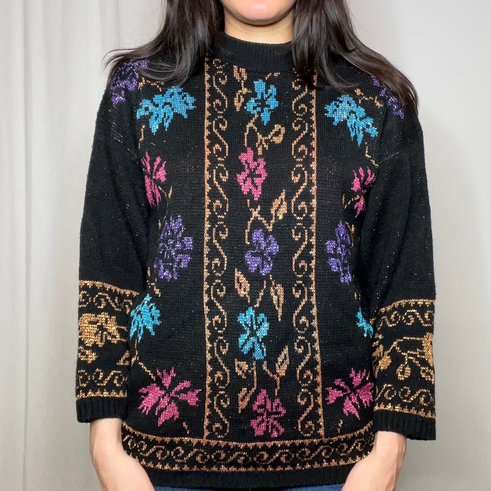 Vintage Cute Patterned Knit Sweater